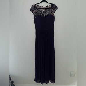 Ever Pretty Deep Purple Lace Maxi Formal Dress